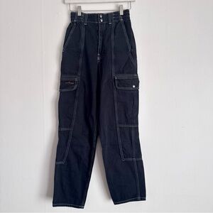 BDG High-Rise Cargo Jeans with Contrast Stitching (dark navy)